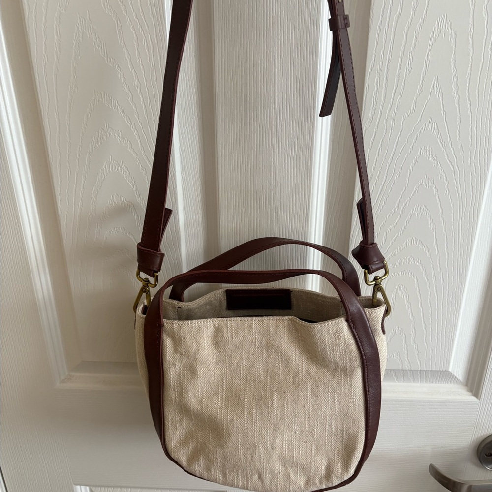 Madewell Cream and Brown Crossbody Bag